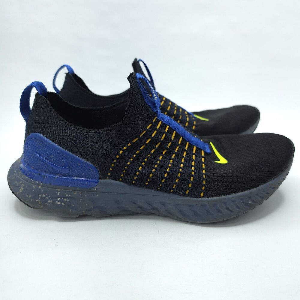 Nike React Phantom Run Flyknit 2 Men Size 9 Black Hyper Royal DZ4849-001